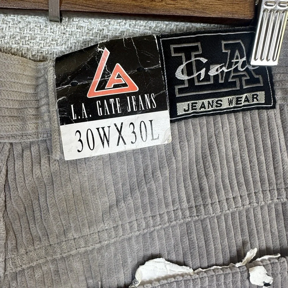 Vtg Y2K LA‎ GATE Wide Leg Baggy Corduroy Jeans Skate Grunge Hip Hop 30x29